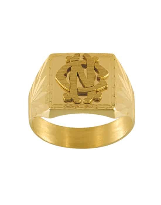 Chevalière Carrée en Or Constant Godrons Étoilés