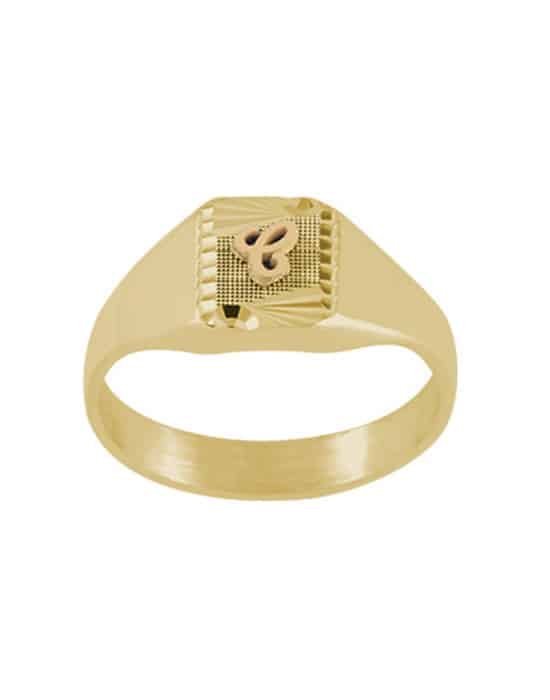 Chevalière Rectangle en Or Rebecca Damier