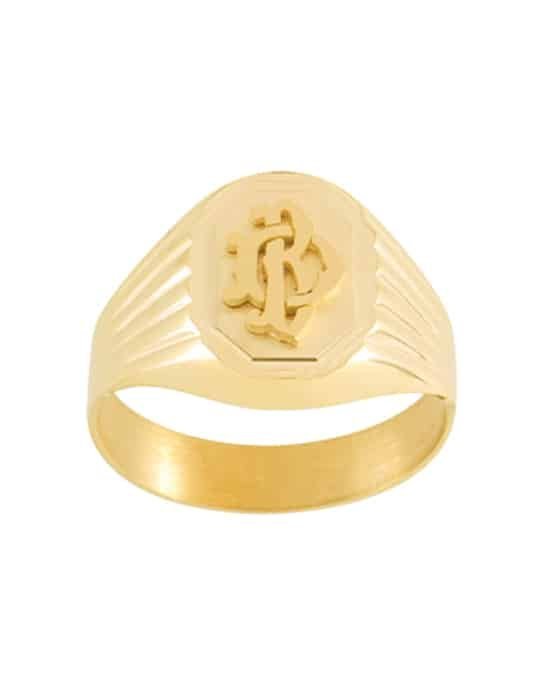 Chevalière Ovale en Or Orphée Octogone Double