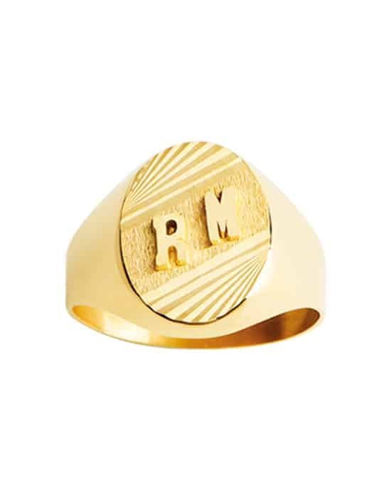 Chevalière Ovale en Or Orion Rainurée Double