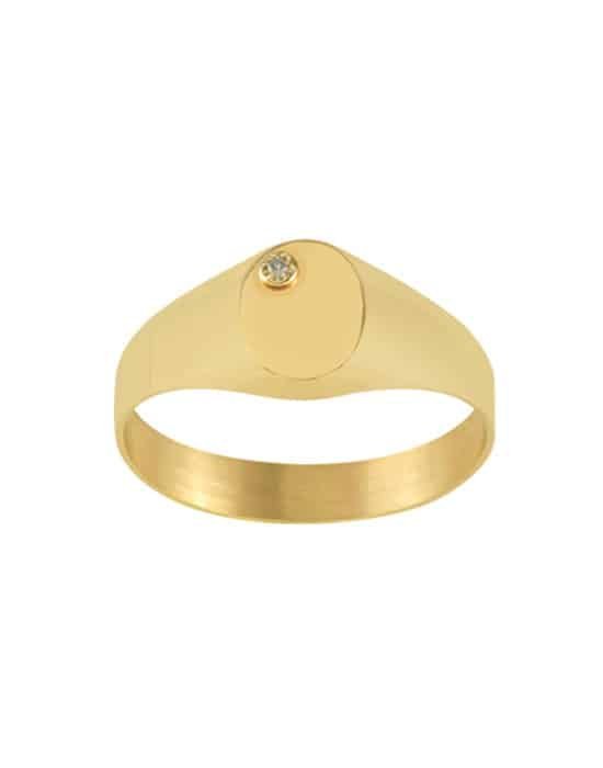 Chevalière Ovale en Or Ophélie Diamant