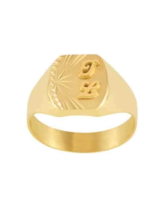 Chevalière Tonneau en Or Taylor Rayons Étoilés