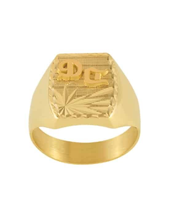 Chevalière Tonneau en Or Thibalt Damier Contour