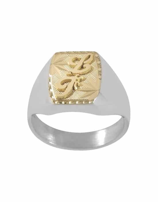 Chevalière Tonneau en Argent Thibalt Bicolore