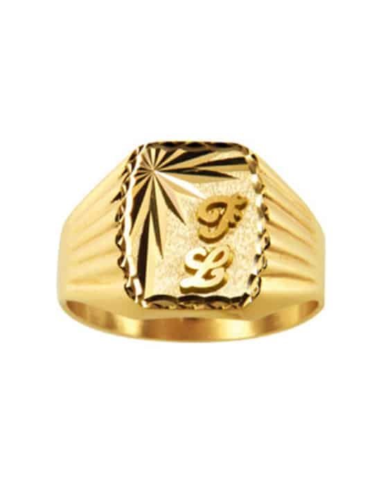 Chevalière Tonneau en Or Thomas Étoile Godrons