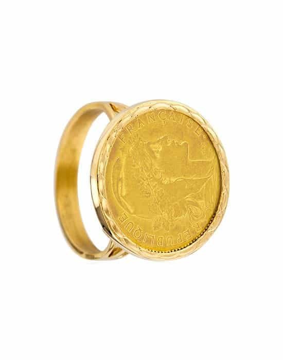 Bague Pièce de Monnaie 10 francs en Or