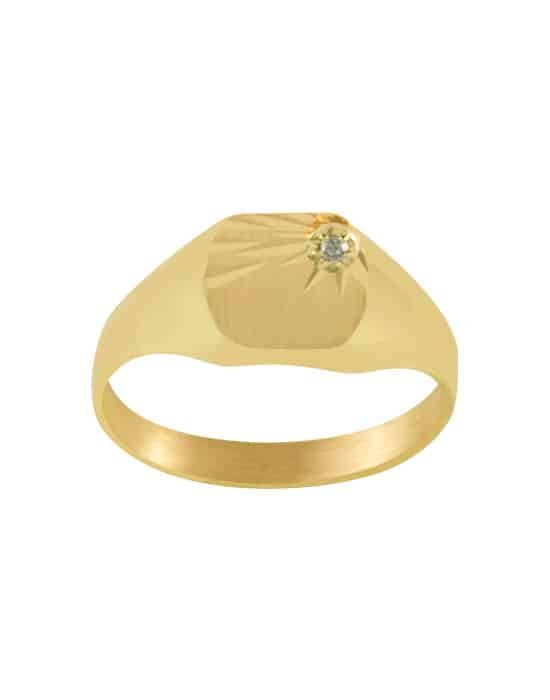 Chevalière Tonneau en Or Thelma Étoile Diamant