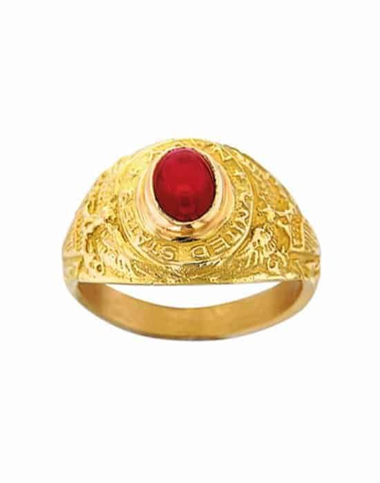 Bague Universitaire Américaine en Or Rhodolite