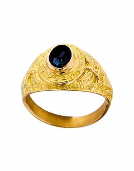 Bague Universitaire Américaine en Or Saphir