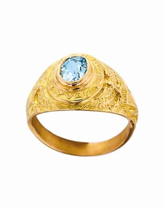 Bague Universitaire Américaine en Or Topaze