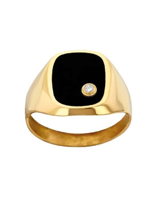 Chevalière Onyx en Or Tonneau Thomas Diamant