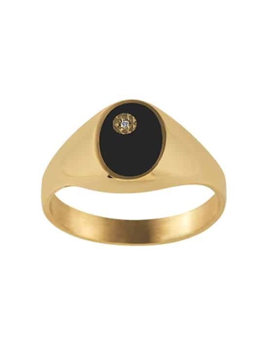 Chevalière Onyx en Or Ovale Olivia Diamant