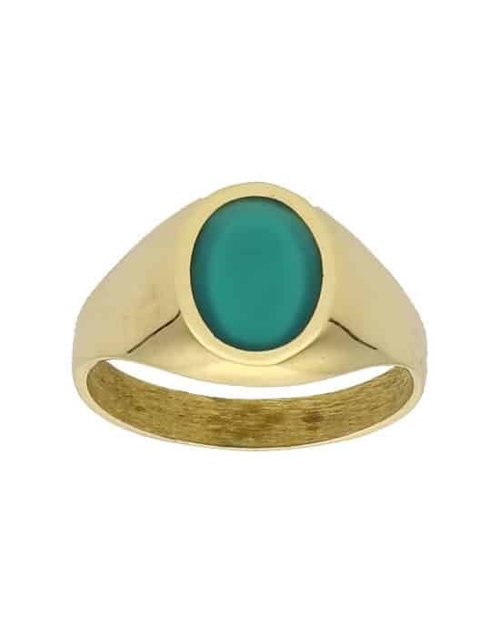 Chevalière Agathe Verte en Or Ovale Olivia