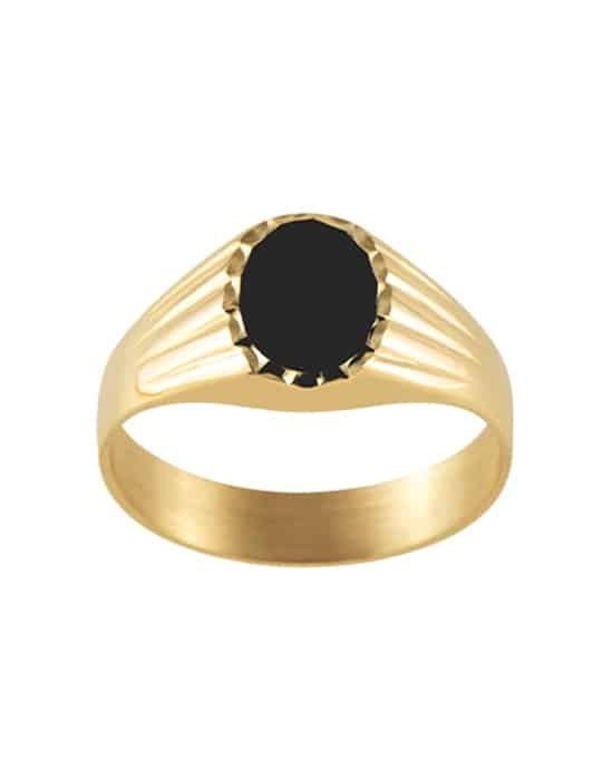 Chevalière Onyx en Or Ovale Olivia Godrons